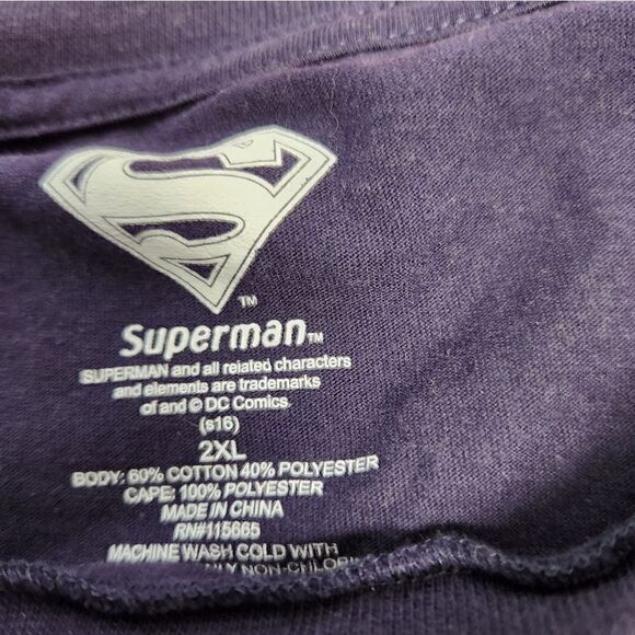 Superman Movie Cape T Shirt 2X DC Comics Book Costume Cosplay Man of Steel - Picture 10 of 10